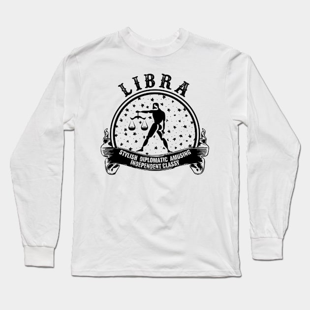 Libra Sign Horoscope Long Sleeve T-Shirt by SublimeDesign